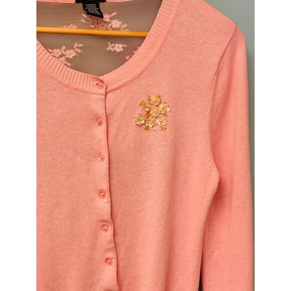 Eyeshadow Xlarge Pink Ramie Long Sleeve Button-Front Casual Cardigan Sweater - Picture 8 of 8